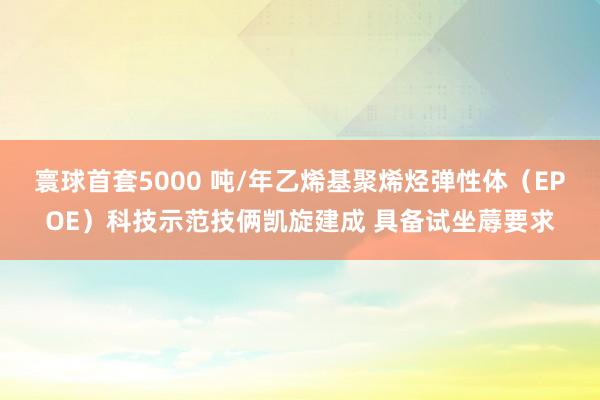 寰球首套5000 吨/年乙烯基聚烯烃弹性体(EPOE)科技示范技俩凯旋建成 具备试坐蓐要求